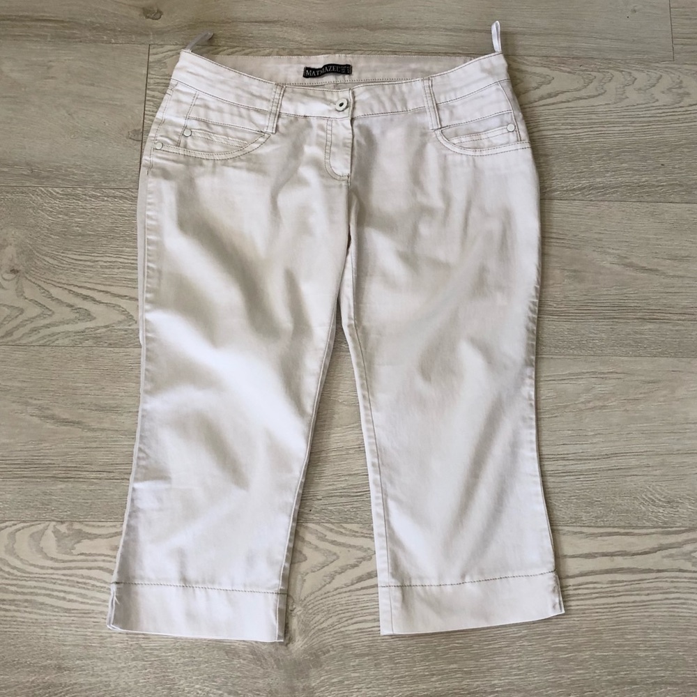 Matmazel European Designer White Capri Jean Pants